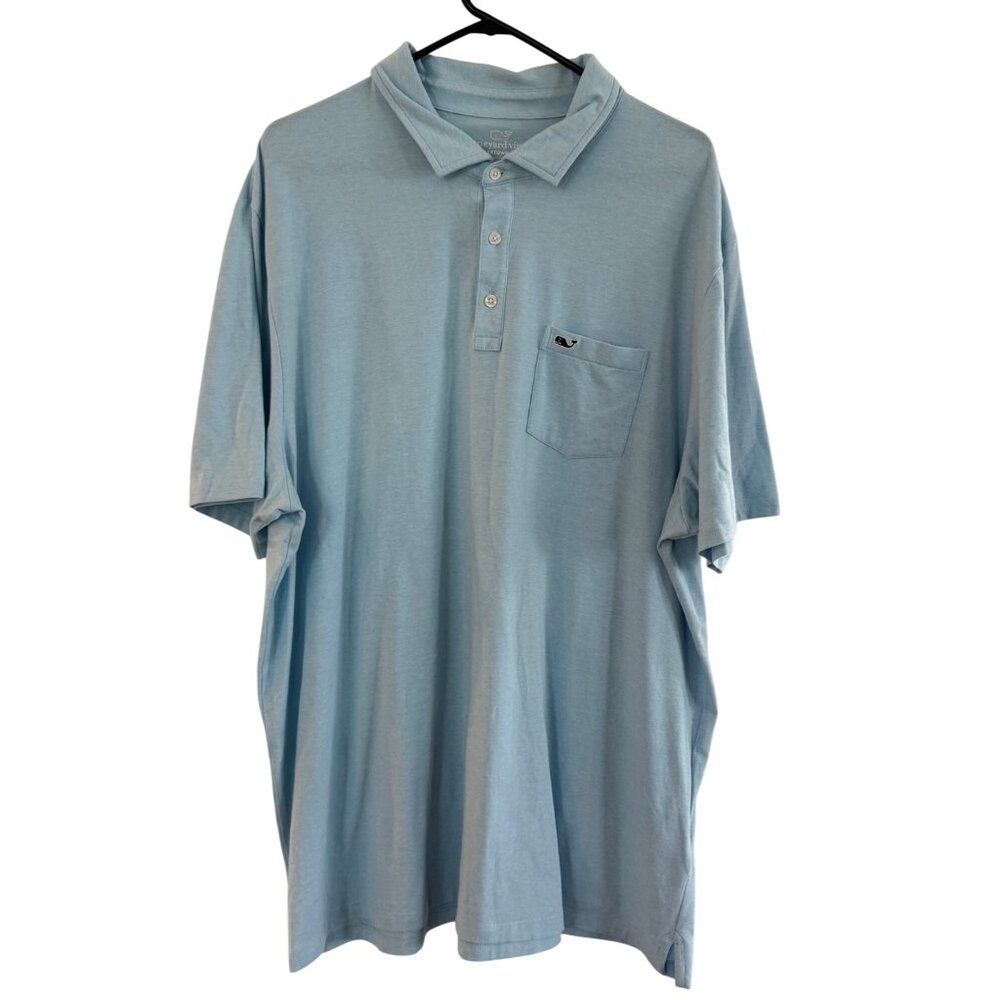 Vineyard Vines Edgartown Polo Shirt Mens XXL Light Blue Pima Cotton Blend